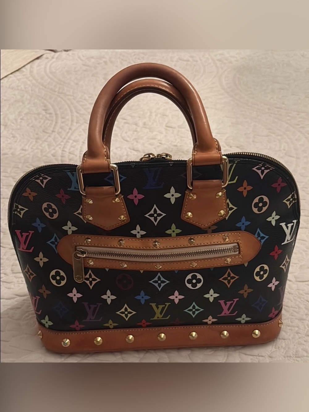 Vintage Louis Vuitton Black Murakami Multicolor Monogram Alma PM